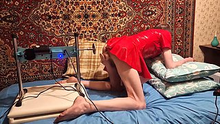 Sasha Earth Fucked by Dildo Machine in Erotic Costume