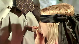 Blindfolded Blonde Swinger Gloryhole