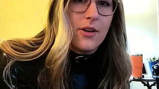 Cute blonde teen in blue panties masturbation on webcam