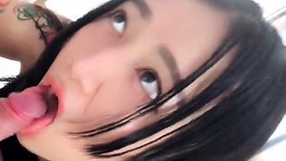 Big-Breasted Asian Schoolgirl Gets a Mouthful of Cum