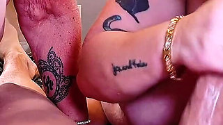 POV Threesome FFM with Big Cumshot