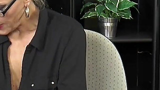 Stunning MILF with big boobs gets anally fucked in secretary room