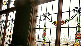 Russian amateur blonde masturbates outdoors