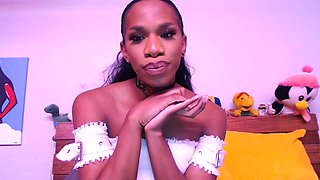 Ebony TS AJ180 Teases Relentlessly in Public Nudity Solo, Her Hole Puckering Hard from