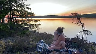 Blonde Petite Swedish Girl Sessa Skye Outdoor Blowjob & Doggy Style Sex By Water