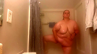 Fat Bitch Takes Steaming Hot Shower and Plays with Herself