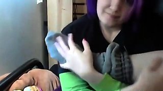 Emo Goth Girl's Foot Fetish Webcam Show