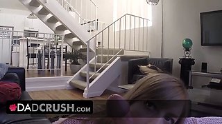 Dadcrush - crazy babe peels off nude and gets her Hairy Pussy plowed hard by big pulsating boner