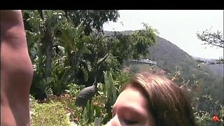 Pussy licking pussy fingering masturbating in the garden