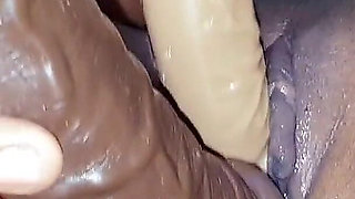 Dripping Wet Cunt and Huge Dildo