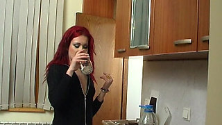 Emo Girl in the Kitchen Masturbating