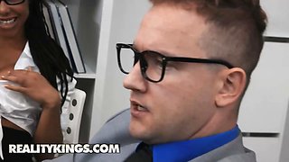 Reality kings - uber-sexy coworker Kira Noir titty-fucks van under the desk before sliding his pecker inside her vagina
