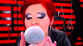 Seductive Redhead Milf: Smoking in Latex Boots