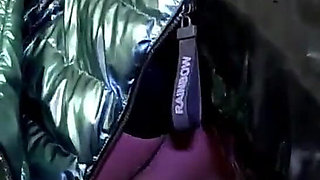 Shiny Leggings Cameltoe, Downjacket Play & Anal Plug Solo Fetish