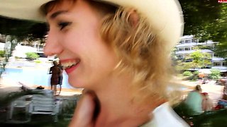 Two Blonde Teens On Beach Go To Hotel With Studs