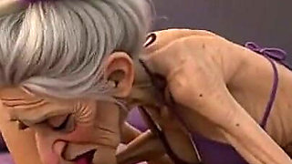 Extremely Skinny Old Woman Licks a Skinny Young Woman's Pussy