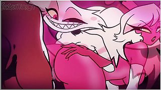 Angel X Oc X Verosika Ffm Orgy Bitch Mommy Hazbin Hotel Helluva Boss Femboy Trap With Car Toon