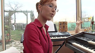 Ginger teen gets fucked by her piano teacher