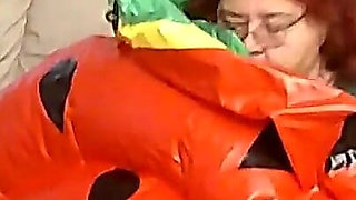 BBW Nurse Vicki Blowing up a Huge Plastic Float That Looks Like a Water Melon Slice