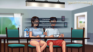 Summertime Saga Part 49 By DarkCookie - Curvy Big Tits MILF Let Horny Guy Fuck Her Wet Pussy in Her Room, 3D Game