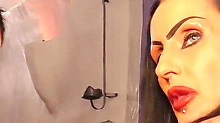Wild bukkake session with Kitty Blair and Lisa at the latex man fisting