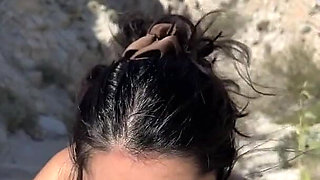 Outdoor Blowjob While Hiking in the Desert - Amateur Wmaf - Cum in Mouth Public BJ Swallow