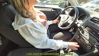 Public Drive Thru with Remote Controlled Vibrator Makes Girl Cumming Hard While Driving Then Fucked in the Car