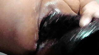 Creamy Pussy with Huge Black Dildo