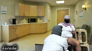 Asian Hijab Muslim sexy nurse seduce foreign doctor dick doctor eats my pussy