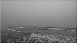 Nude Girl Swimming In The Ocean