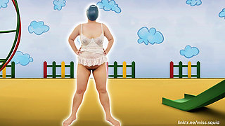 Miss Squid Exercises in White Lingerie