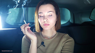 Sexy Russian Babe Smoking Cigarette Natural Setting