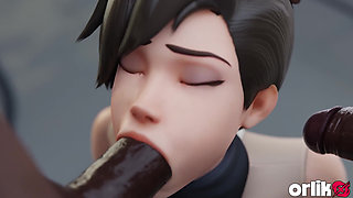 Tracer Gets Bored and Services Two Bbcs - Premium 3D Overwatch Animation