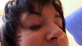 Close up amateur video with hairy pussy brunette, dildo and her fucker