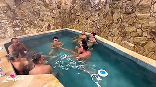 Wild Motel Party with Friends - Busty Latina & Big Cock Fun in Red Sheer Lingerie
