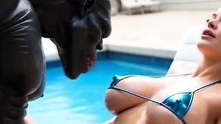Huge monster fucking beauty babes at the pool