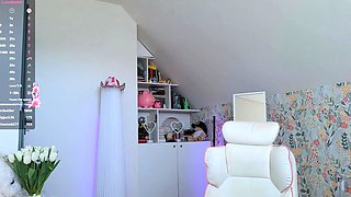 Sweet beauty masturbating on webcam close up