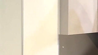 Hot and Horny Sexy Long Brunette Wife in Black Fishnet Stockings Takes Her Lace Panties off to Flash Pussy and Ass