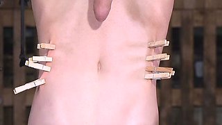 Subs Moans Over Clothespin And Blowjob