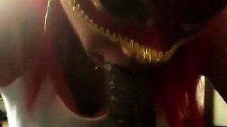 Masked Ebony Amateur Gives Blowjob and Swallows