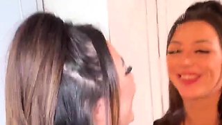 Brunette and her toys have close up masturbation sex