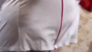 A Mature Wife Is Getting Ready for a Christmas Party and Trying on a Nurse's Uniform. Does She Want to Get Fucked There? PAWG.