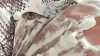 Humiliation Whipped Cream Removed From My Tits with His Piss
