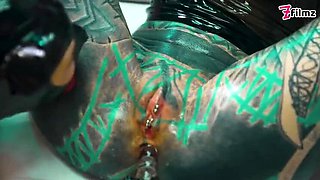 Latex Lesbian Sex: Anuskatzz & Lisa Rocketcock Anal Toy Fuck