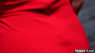 Blonde girl getting her asshole destroyed on a big dick and sucks it too