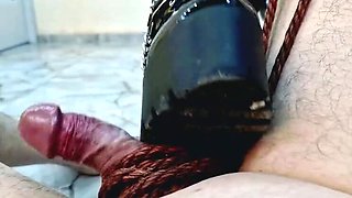 Dominatrix Nika ties slave balls with rope, kicks and tramples his worthless genitals in hardcore ballbusting