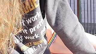 Big Butt College Nerd Girl with Skirt Gets Fucked Outside