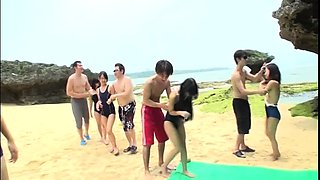 Outdoor group sex on the beach