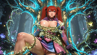 Shermie King of Fighters Magical Forest Vine tied   3D Hentai