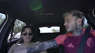 My Stepsister Strips Naked in Car, I Take Her to a Motel